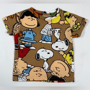 PEANUTS X HYBRID‎ APPAREL Baby Peanuts Cartoon All Over Graphic T-Shirt Size 12M